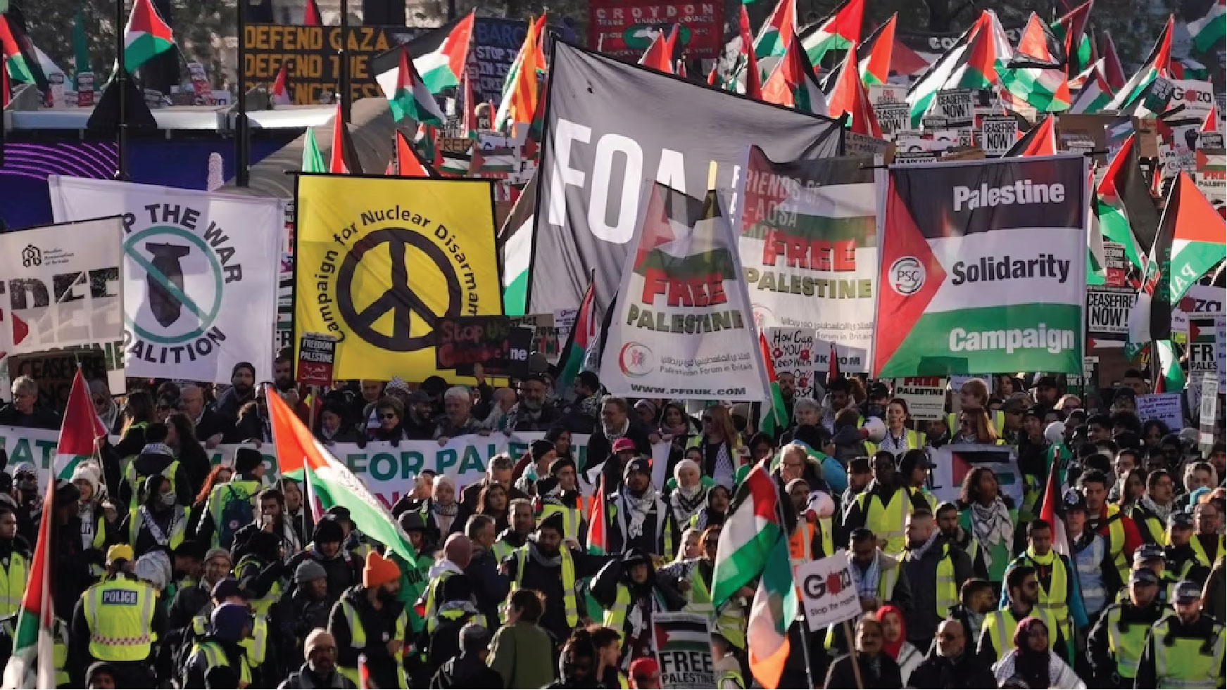 a pro Palestinian march